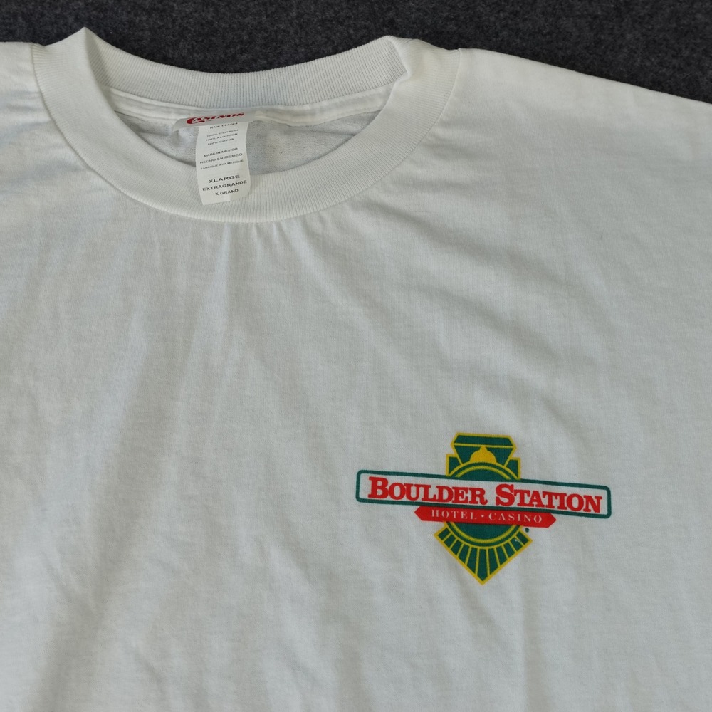 Boulder Station Hotel Casino‎ Las Vegas Graphic T-Shirt White Mens XL 1753